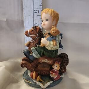 Montefiore Collection Boy on‎ Rocking Horse with Teddy Bear 5"